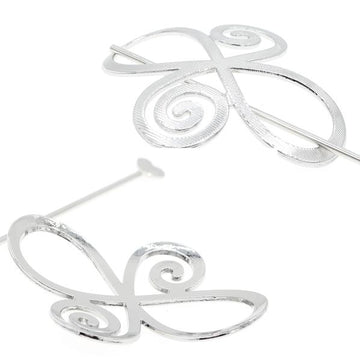 Silver Finish Metal Floral Bun Cover and Hair Stick 2-pc Set